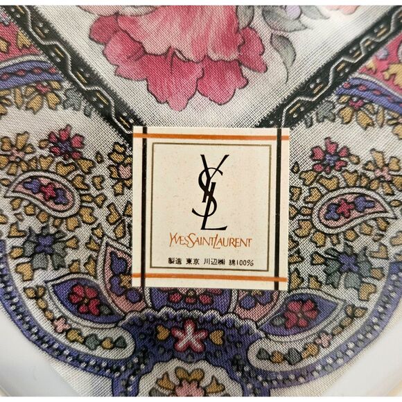 Yves Saint Laurent (Exclusive) NEW Floral Print Vintage 1980s Handkerchief Set - Picture 4 of 8